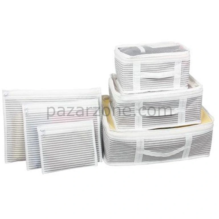 Bavul İçi Düzenleyici Valiz  Organizer 6 Lı Set - Çizgili
