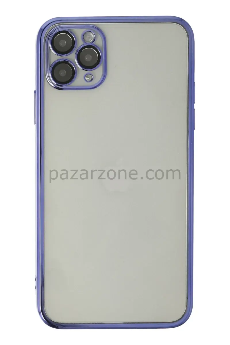 Newface Apple iPhone 11 Pro Max Kılıf Razer Lensli Silikon - Mor