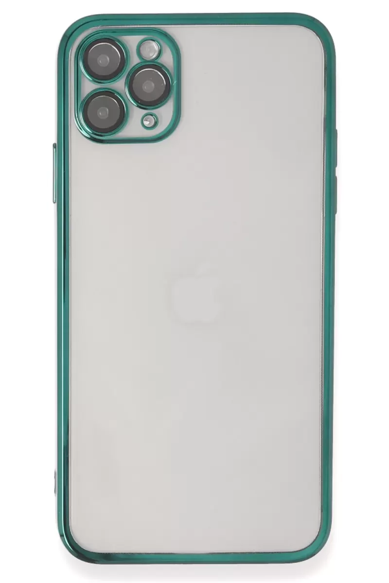 Newface Apple iPhone 11 Pro Max Kılıf Razer Lensli Silikon - Yeşil
