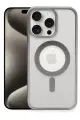 Newface Apple iPhone 15 Pro Max Kılıf Erozi Magsafe Kapak - Gümüş