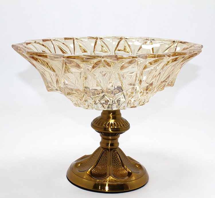 Gold Detaylı Eskitme Ayaklı Dekoratif Cam Sunumluk