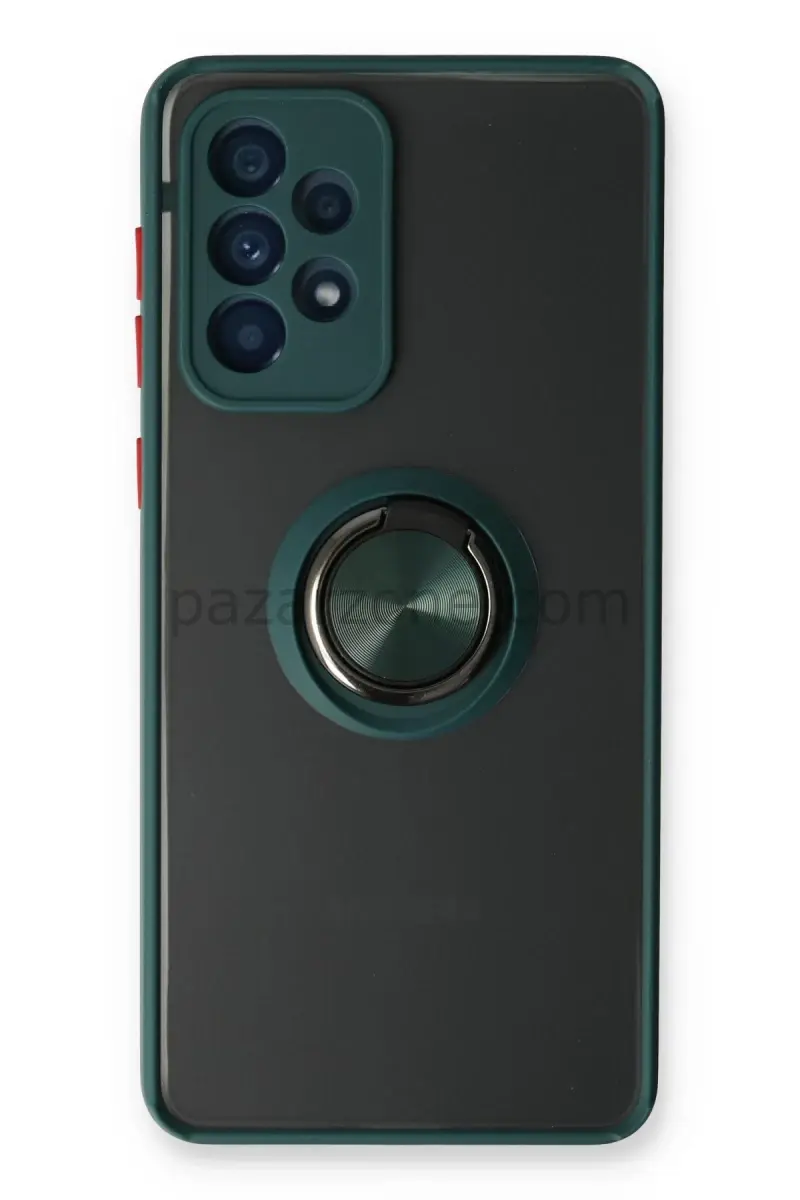 Newface Samsung Galaxy A53 5G Kılıf Montreal Yüzüklü Silikon Kapak - Yeşil
