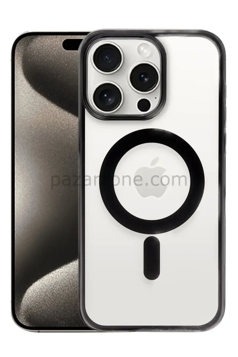 Newface Apple iPhone 15 Pro Max Kılıf Erozi Magsafe Kapak - Siyah