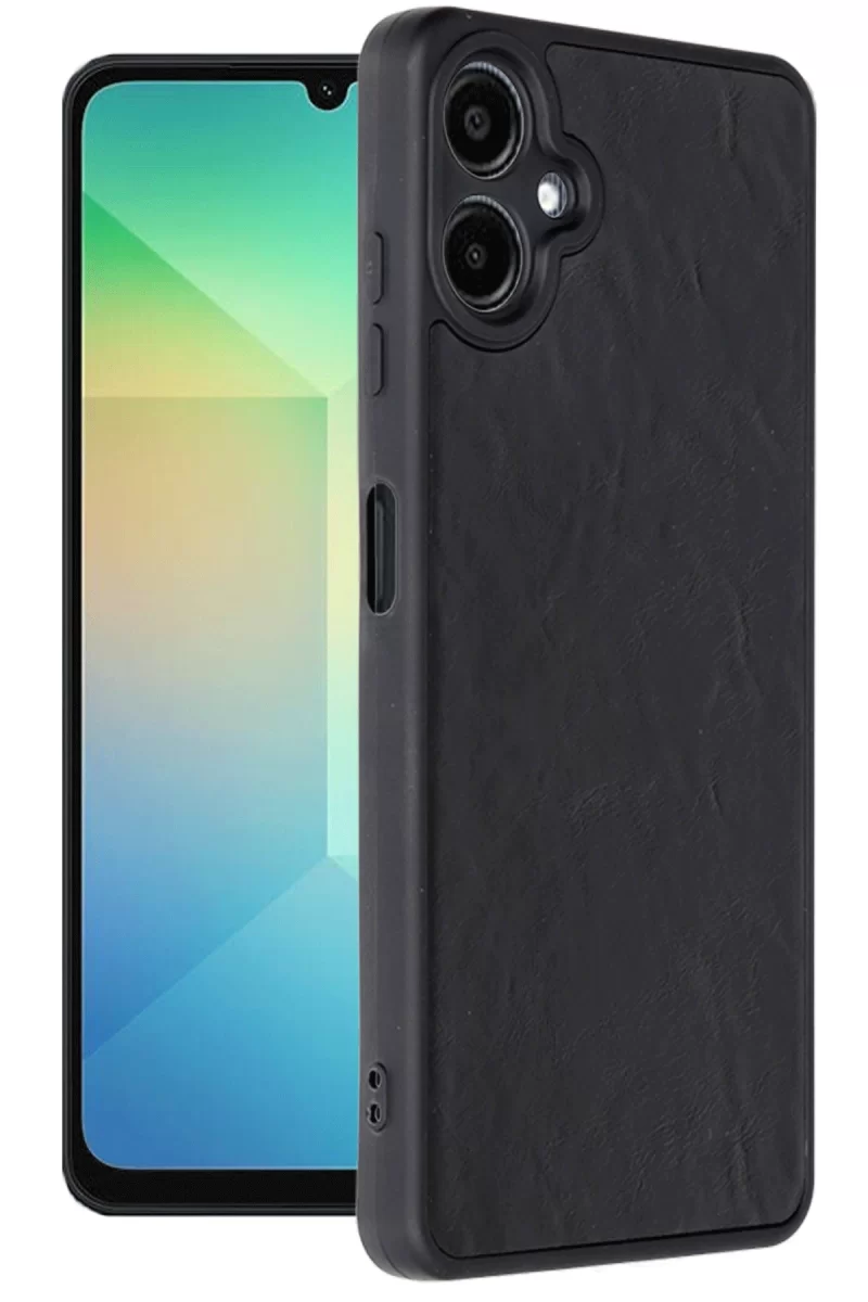 Newface Samsung Galaxy A06 Kılıf Aras Deri Kapak - Siyah