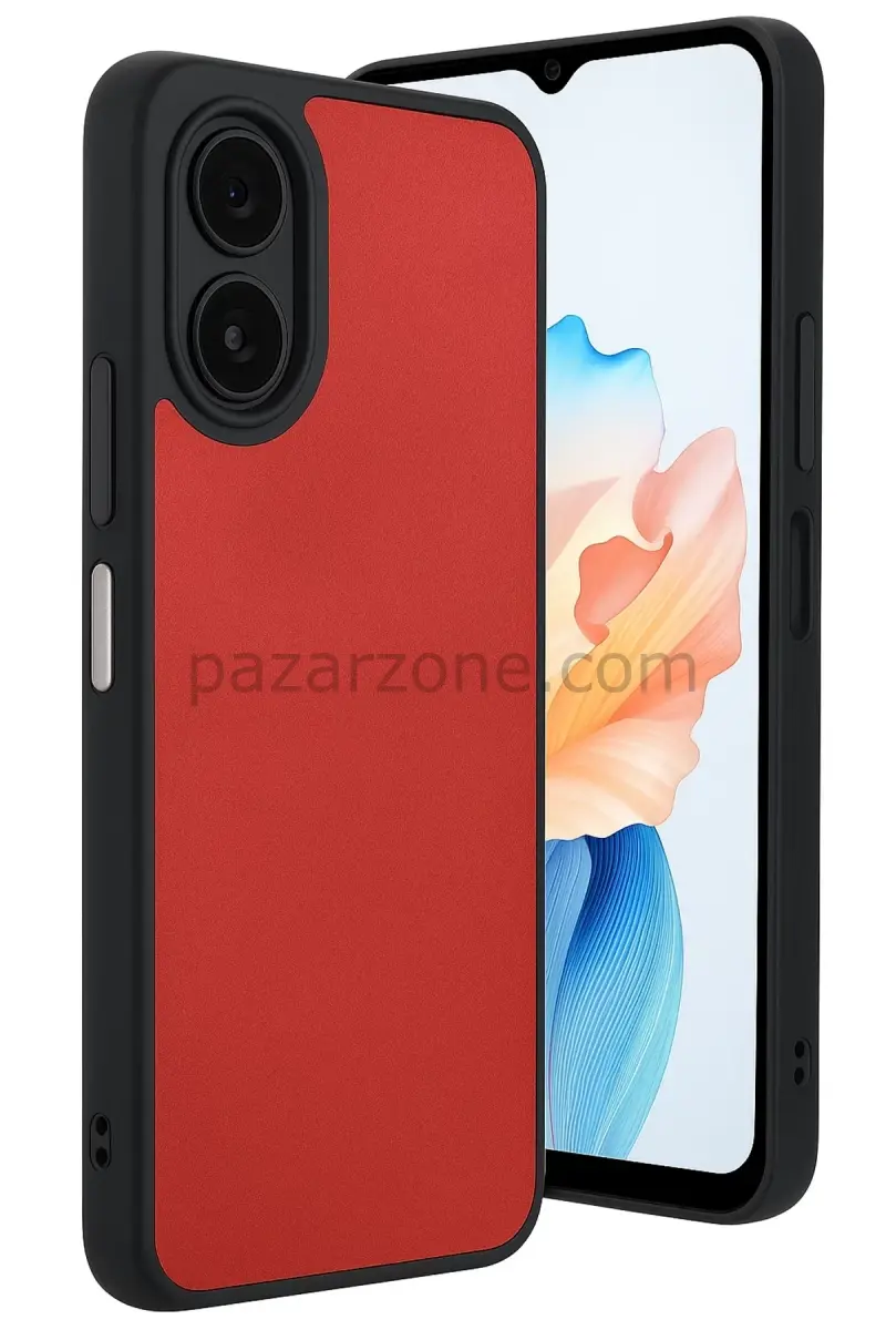 Newface Oppo A38 Kılıf Aras Deri Kapak - Kırmızı