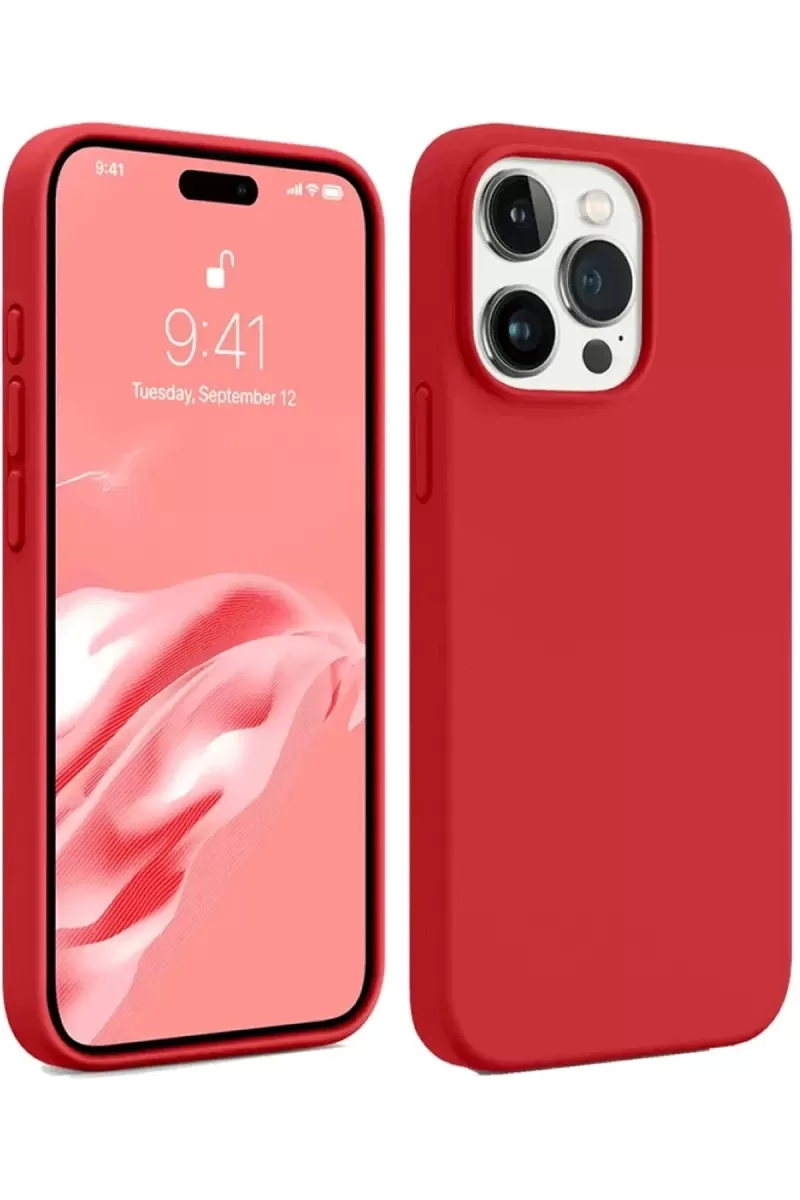 Newface Apple iPhone 15 Pro Max Kılıf First Silikon - Kırmızı