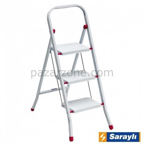 Saraylı Pratik Metal Merdiven Beyaz 3 Basamaklı
