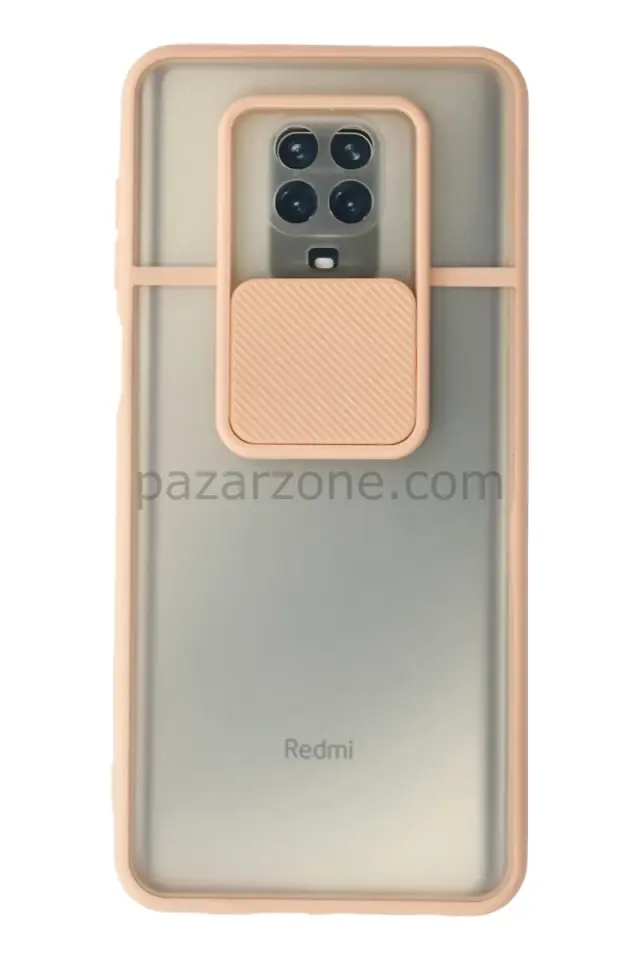 Newface Xiaomi Redmi Note 9 Pro Kılıf Palm Buzlu Kamera Sürgülü Silikon - Pembe