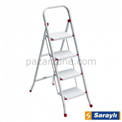 Saraylı Pratik Metal Merdiven Beyaz 4 Basamaklı
