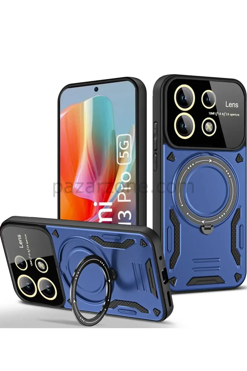 Newface Xiaomi Redmi Note 13 Pro 5G Kılıf Joy Lens Standlı Kapak - Lacivert