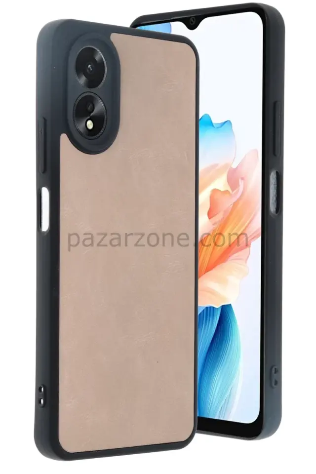 Newface Oppo A38 Kılıf Aras Deri Kapak - Pudra