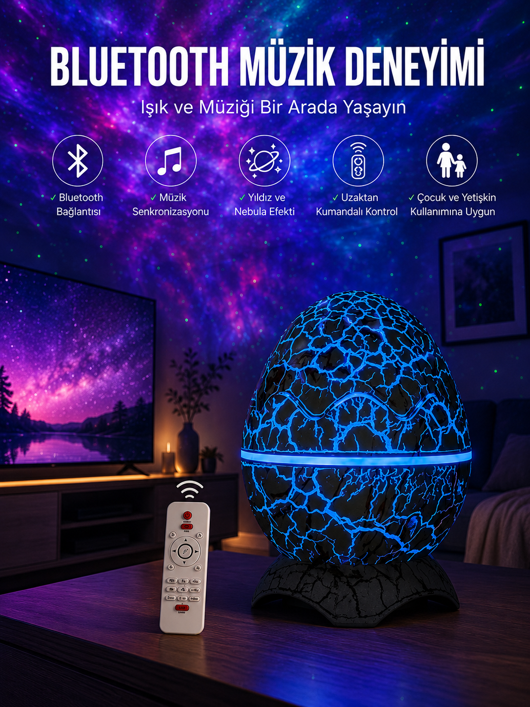Dinozor Speaker Renk Değiştirme Projeksiyon Modu Bluetooth Hoparlör Gece Lambası Yeni Nesil