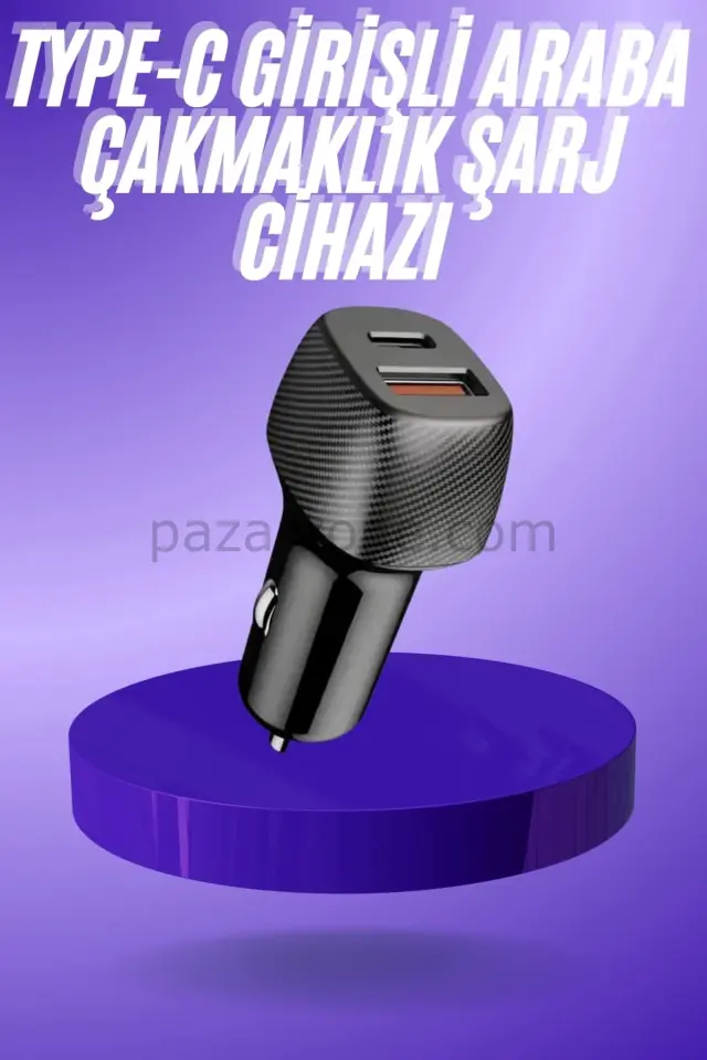 38W USB Type-C Girişli Oto Çakmaklık Araç İçi Hızlı Şarj Çakmaklık Şarj Aleti