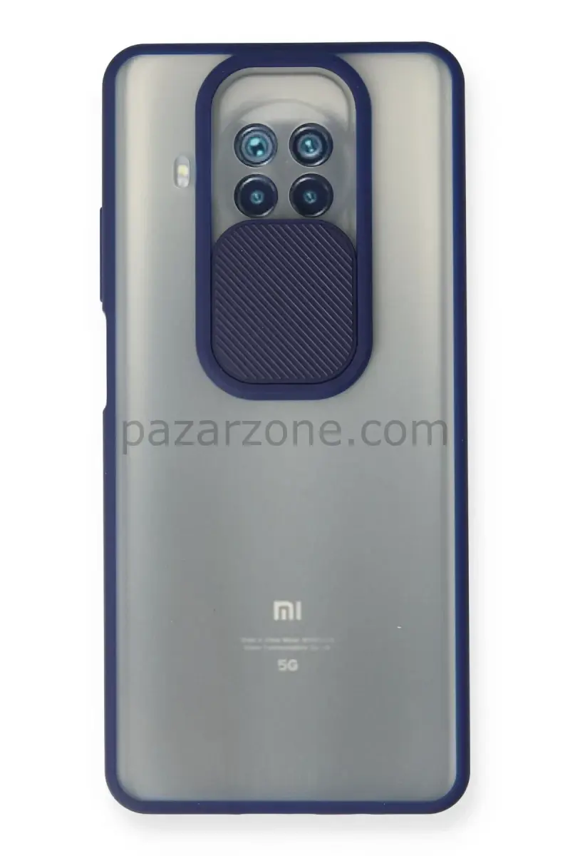 Newface Xiaomi Mi 10T Lite Kılıf Palm Buzlu Kamera Sürgülü Silikon - Lacivert