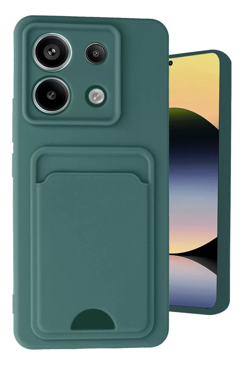 Newface Xiaomi Redmi Note 13 Pro 5G Kılıf Kelvin Kartvizitli Silikon - Koyu Yeşil