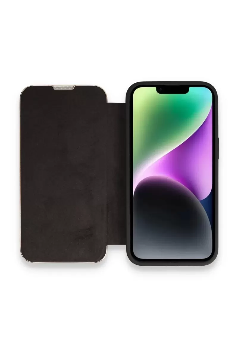 Newface Apple iPhone 14 Pro Kılıf Dolpin Kapaklı - Siyah