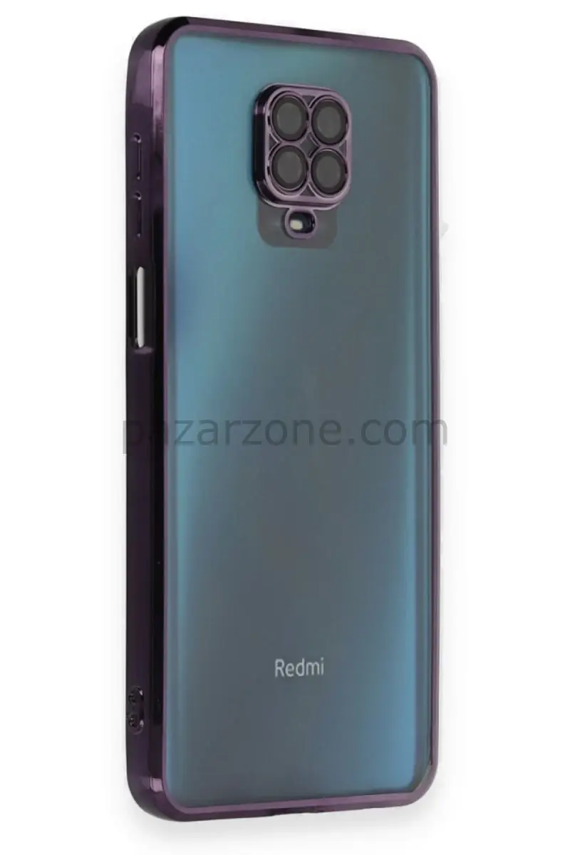 Newface Xiaomi Redmi Note 9 Pro Kılıf Razer Lensli Silikon - Mor
