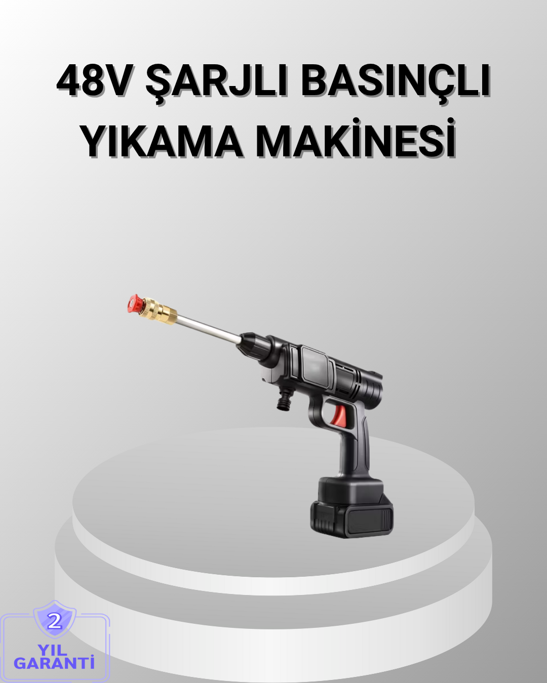 48V Kablosuz Yıkama Makinesi – 2 Pil, Köpük Tankı ve Ayarlanabilir