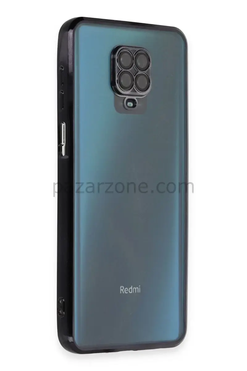Newface Xiaomi Redmi Note 9 Pro Kılıf Razer Lensli Silikon - Siyah