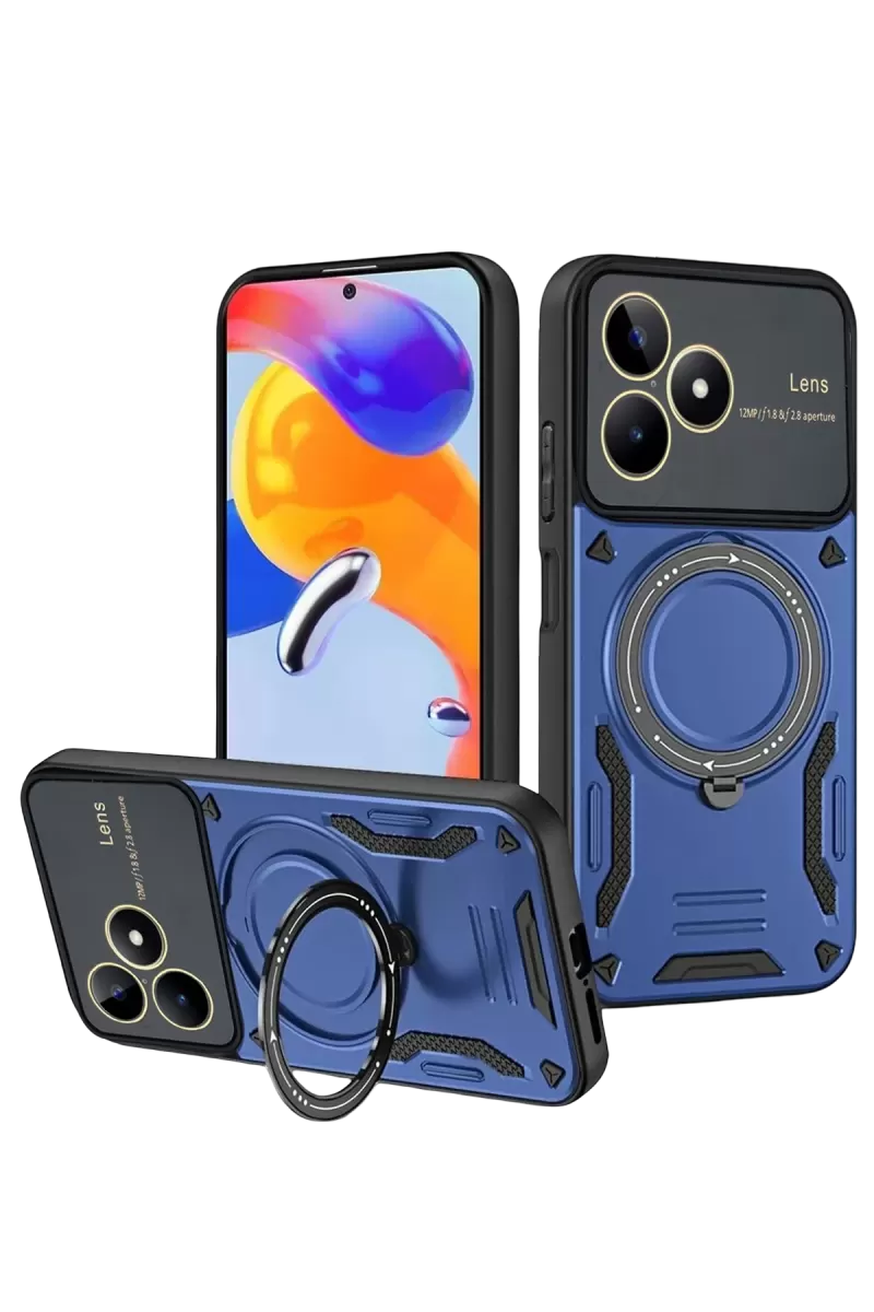Newface Realme C53 Kılıf Joy Lens Standlı Kapak - Lacivert