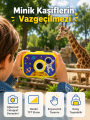 Çocuk Dijital Kamera HD Fotoğraf ve Video Çekimi 2.0 İnç TFT Ekran Type-C Şarjlı Mini Tripodlu