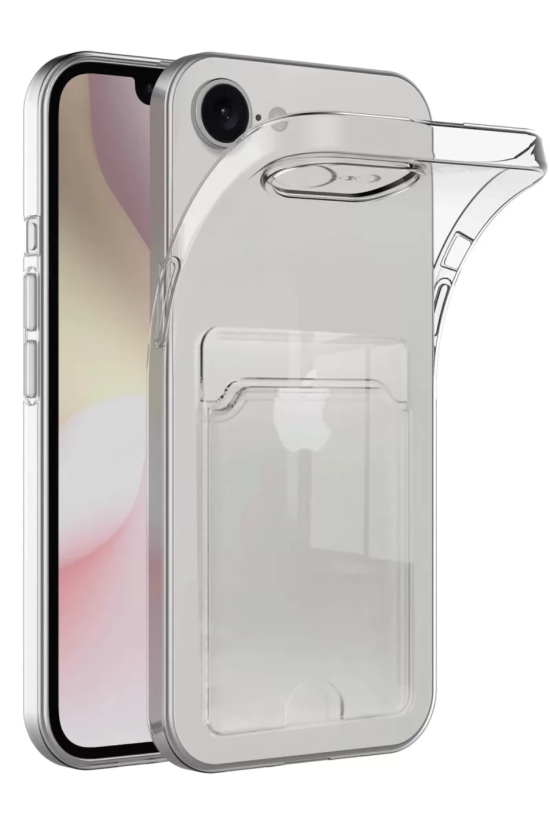Newface Apple iPhone 16E Kılıf Kart Şeffaf Silikon - Şeffaf