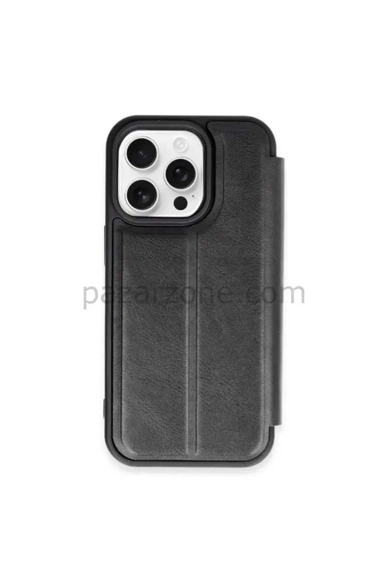 Newface Apple iPhone 15 Pro Max Kılıf Flip Cover - Siyah