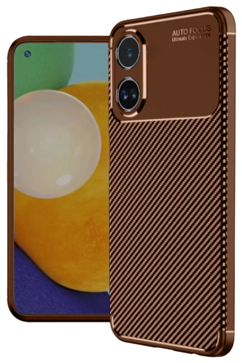 Newface Oppo A38 Kılıf Auto Focus Karbon Kapak - Kahverengi