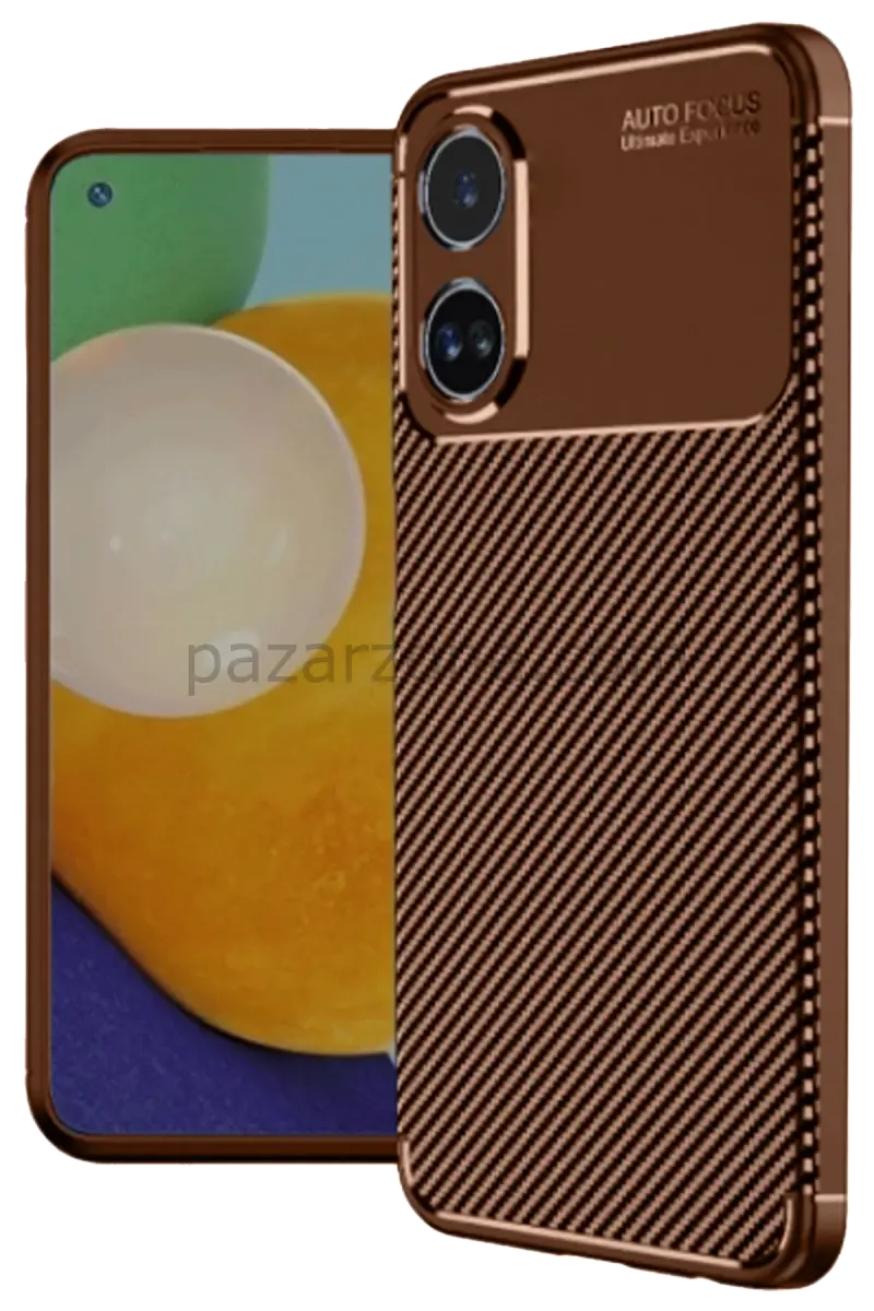 Newface Oppo A38 Kılıf Auto Focus Karbon Kapak - Kahverengi
