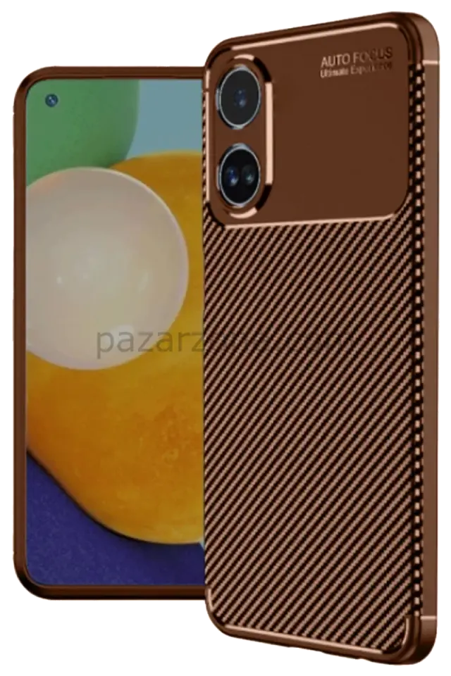 Newface Oppo A38 Kılıf Auto Focus Karbon Kapak - Kahverengi