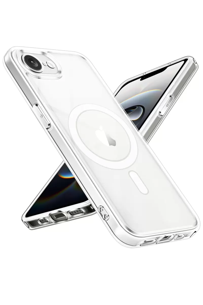 Newface Apple iPhone 16E Kılıf Magneticsafe Şeffaf Silikon - Şeffaf