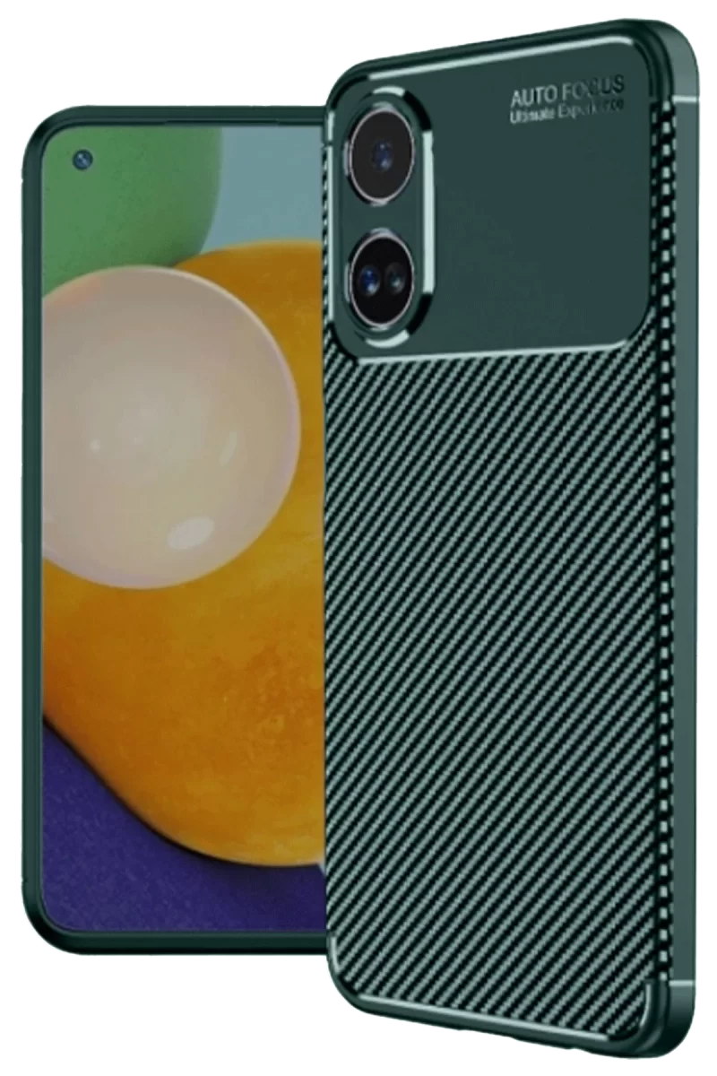 Newface Oppo A38 Kılıf Auto Focus Karbon Kapak - Koyu Yeşil