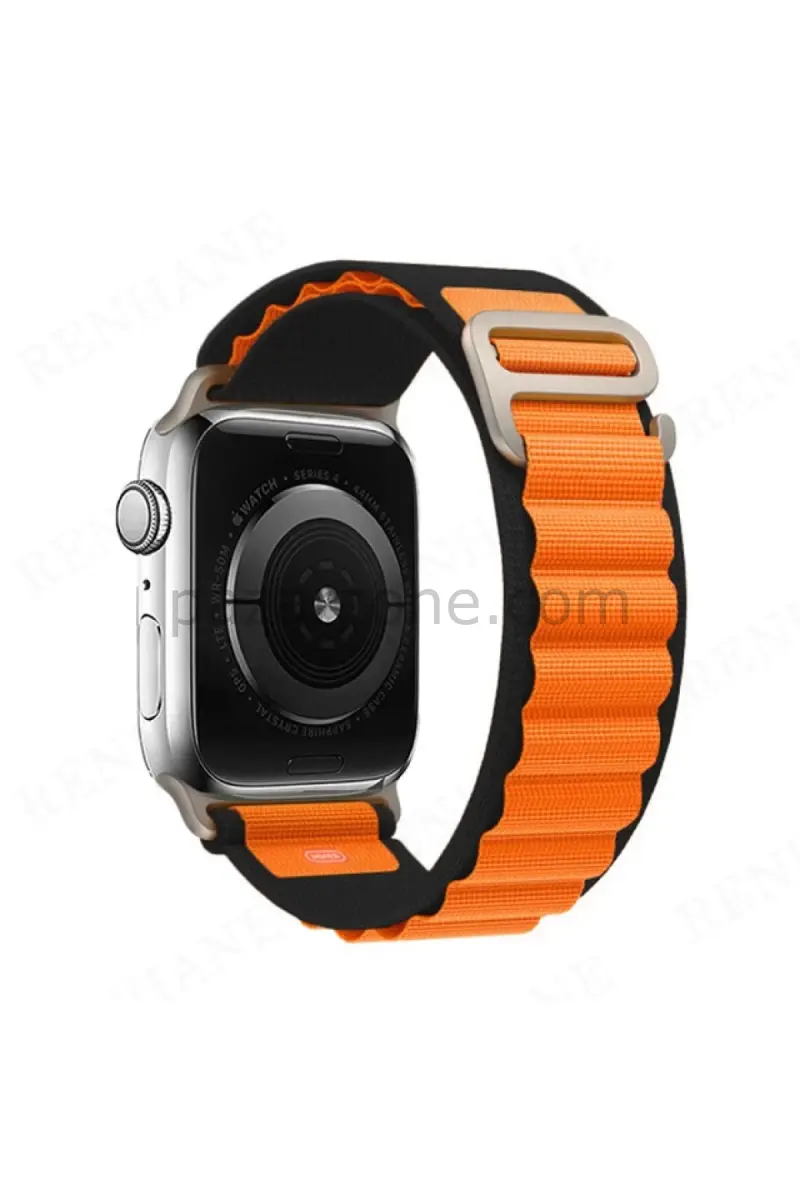 Newface Apple Watch Ultra 49mm Mountain Kordon - Siyah-Turuncu
