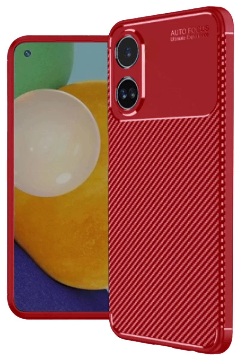 Newface Oppo A38 Kılıf Auto Focus Karbon Kapak - Kırmızı