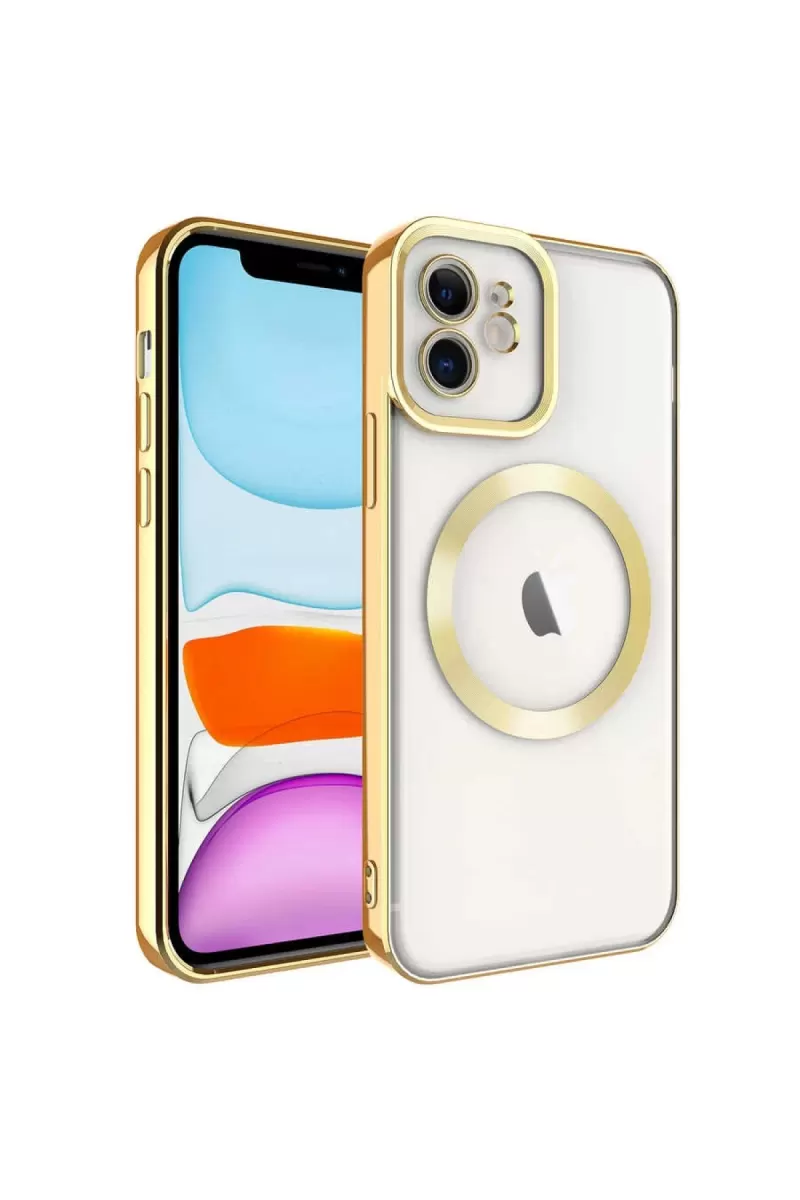 Newface Apple iPhone 12 Kılıf Kross Magneticsafe Kapak - Gold