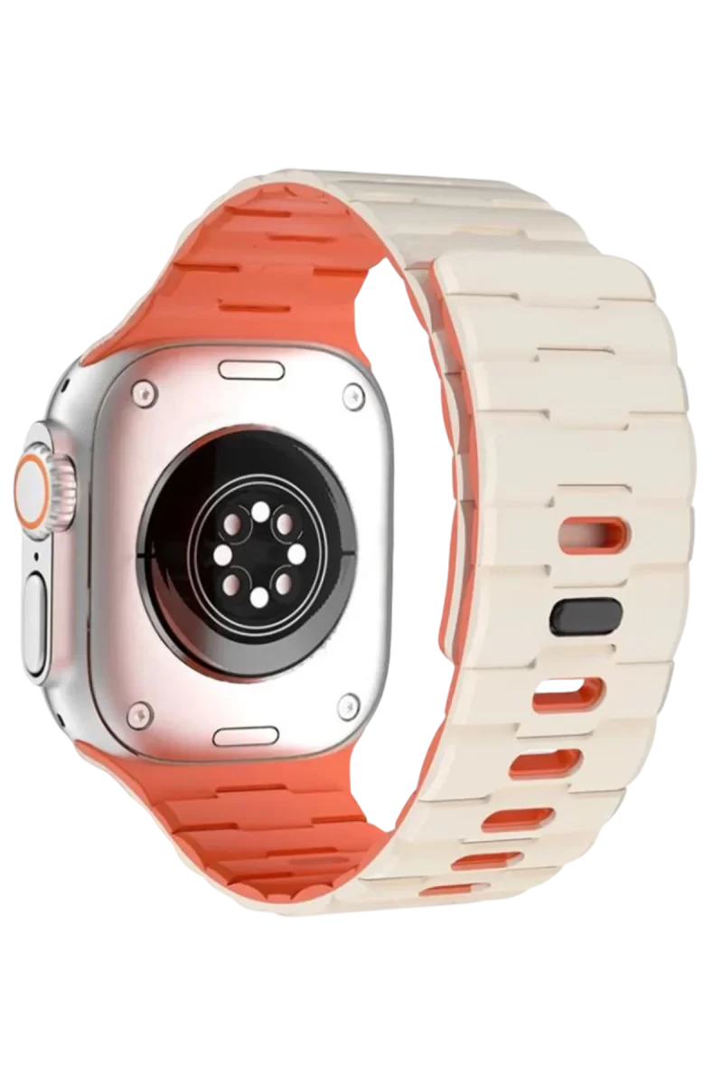 Newface Apple Watch Ultra 49mm Wowen Kordon - Beyaz-Turuncu