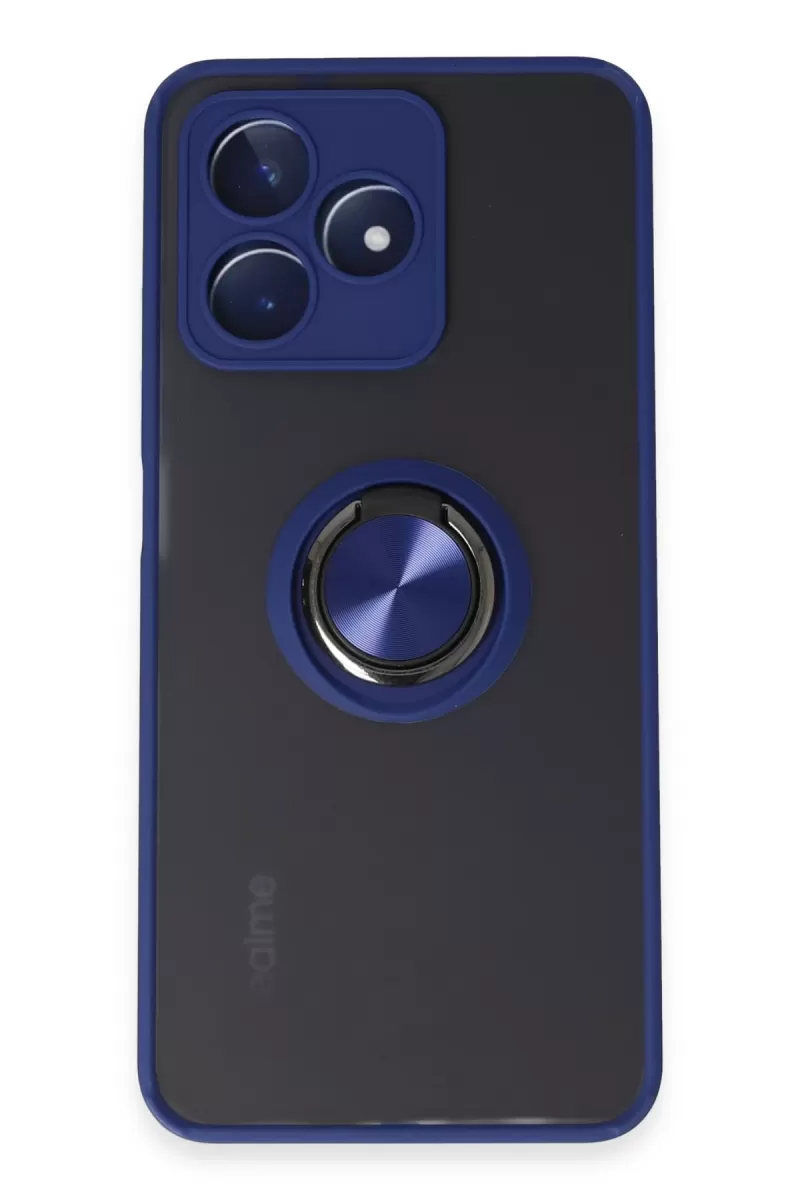 Newface Realme C53 Kılıf Montreal Yüzüklü Silikon Kapak - Lacivert
