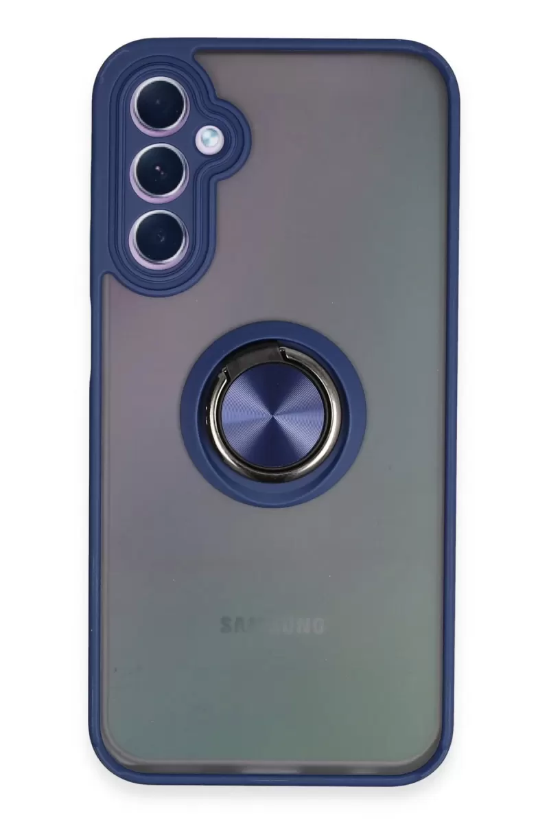 Newface Samsung Galaxy A24 4G Kılıf Montreal Yüzüklü Silikon Kapak - Lacivert