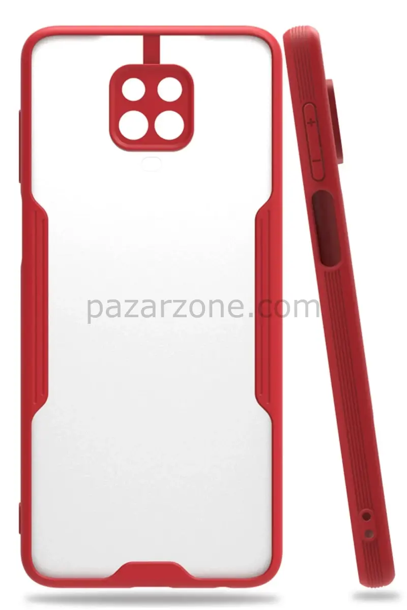 Newface Xiaomi Redmi Note 9S Kılıf Platin Silikon - Kırmızı