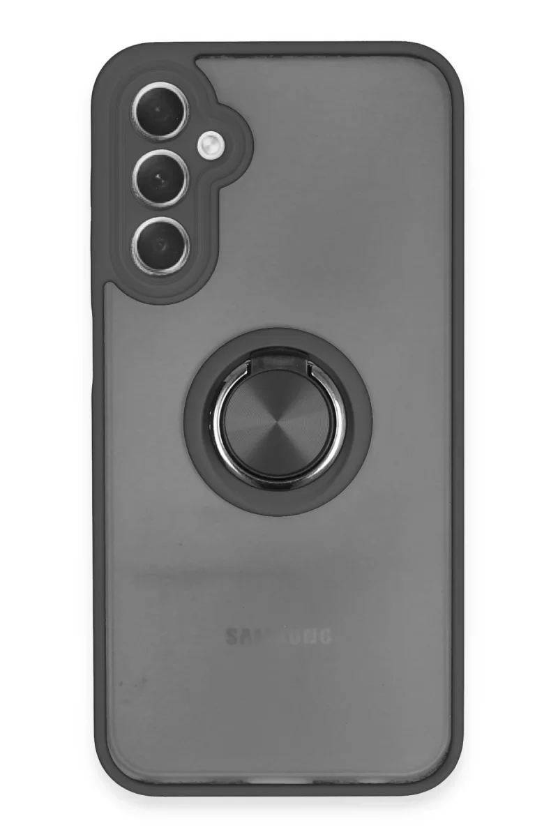 Newface Samsung Galaxy A24 4G Kılıf Montreal Yüzüklü Silikon Kapak - Siyah