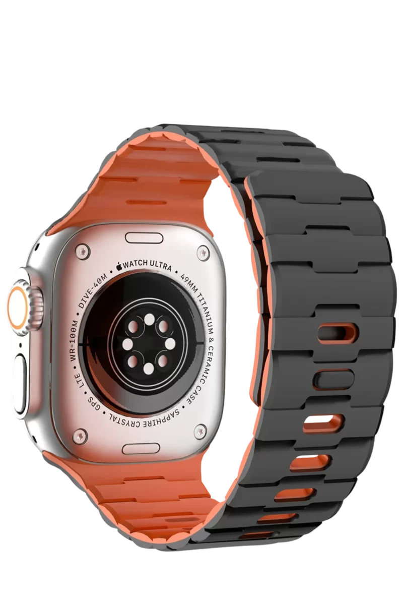 Newface Apple Watch Ultra 49mm Wowen Kordon - Siyah-Turuncu