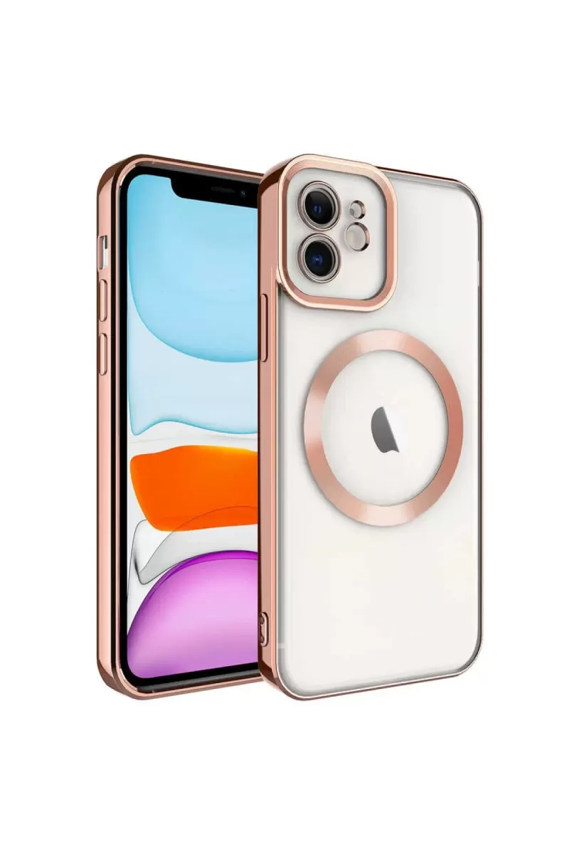 Newface Apple iPhone 12 Kılıf Kross Magneticsafe Kapak - Rose