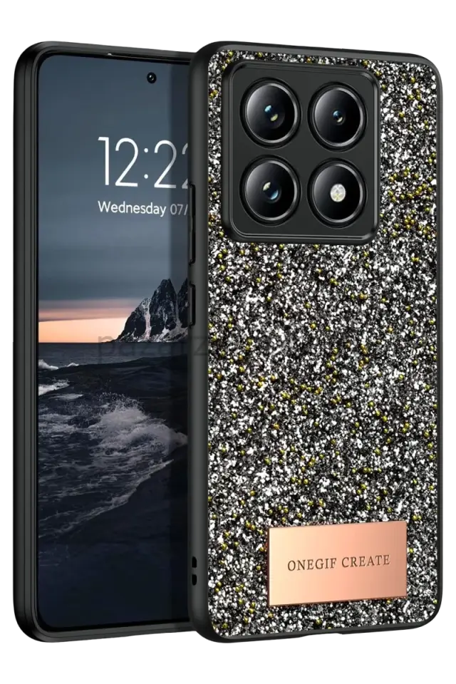 Onegif Xiaomi Mi 14T Pro Bright Simli Kapak - Gümüş