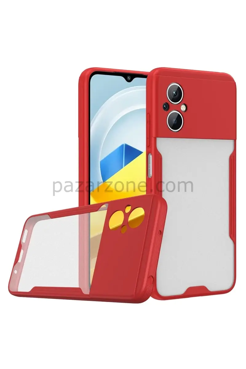 Newface Xiaomi Poco M5 Kılıf Platin Silikon - Kırmızı