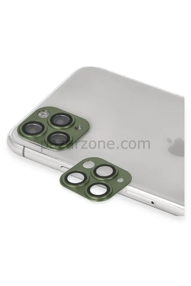 Newface Apple iPhone 11 Pro Max Pers Alüminyum Kamera Lens - Yeşil
