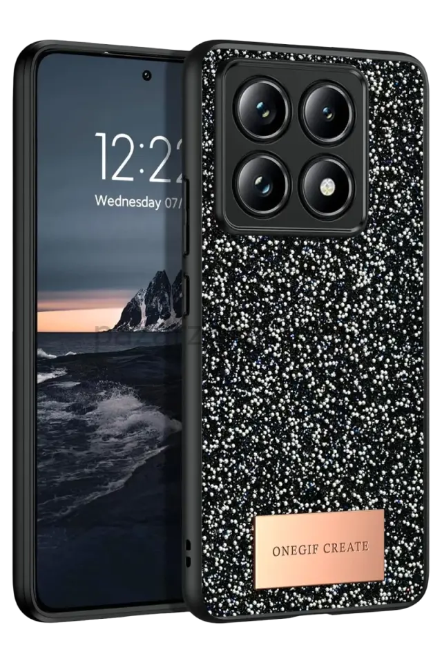 Onegif Xiaomi Mi 14T Pro Bright Simli Kapak - Siyah