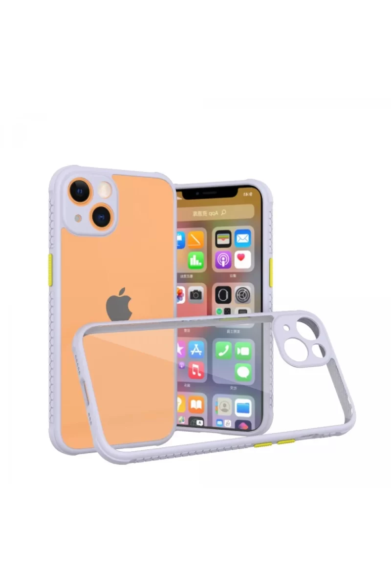 Newface Apple iPhone 13 Mini Kılıf Miami Şeffaf Silikon - Lila