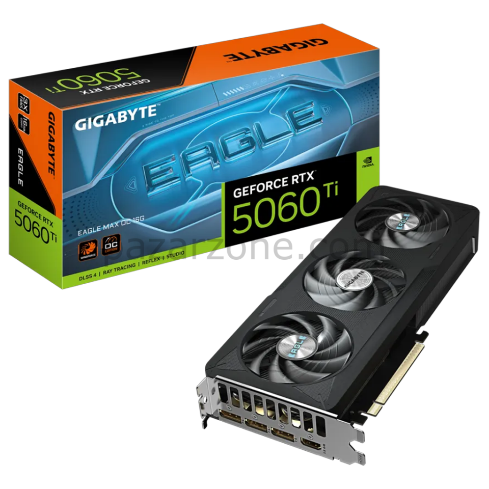 GIGABYTE GV-N506TEAGLEMAX OC-16GD, RTX5060TI, EAGLE MAX OC, 16Gb, GDDR7, 128BIT, 3 Fanlı, 1xHDMI, 3xDP, GAMING Ekran KARTI