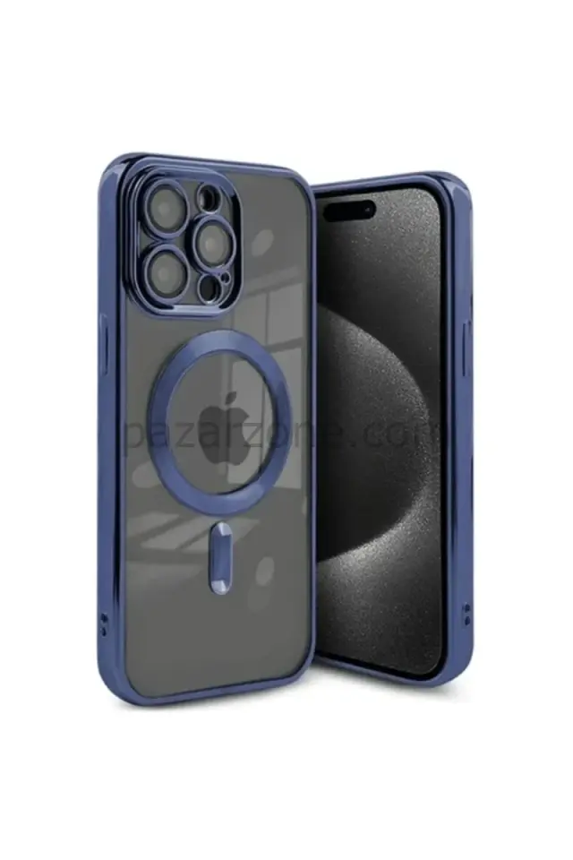 Newface Apple iPhone 15 Pro Max Kılıf Kross Magneticsafe Kapak - Lacivert