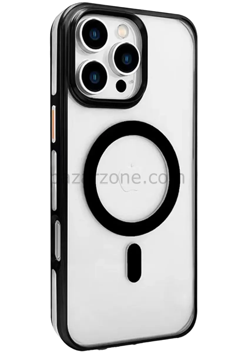 Joko Apple iPhone 16 Pro Max Gleam PC Sert Magsafe Kılıf - Şeffaf-Siyah